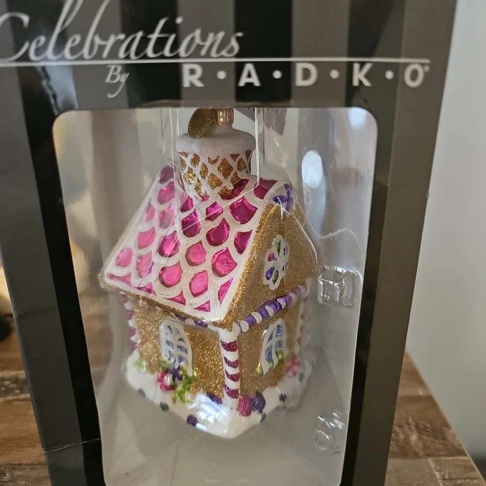 Radko Handcrafted Glass Gingerbread House Ornament 2016 - Picture 2 of 4